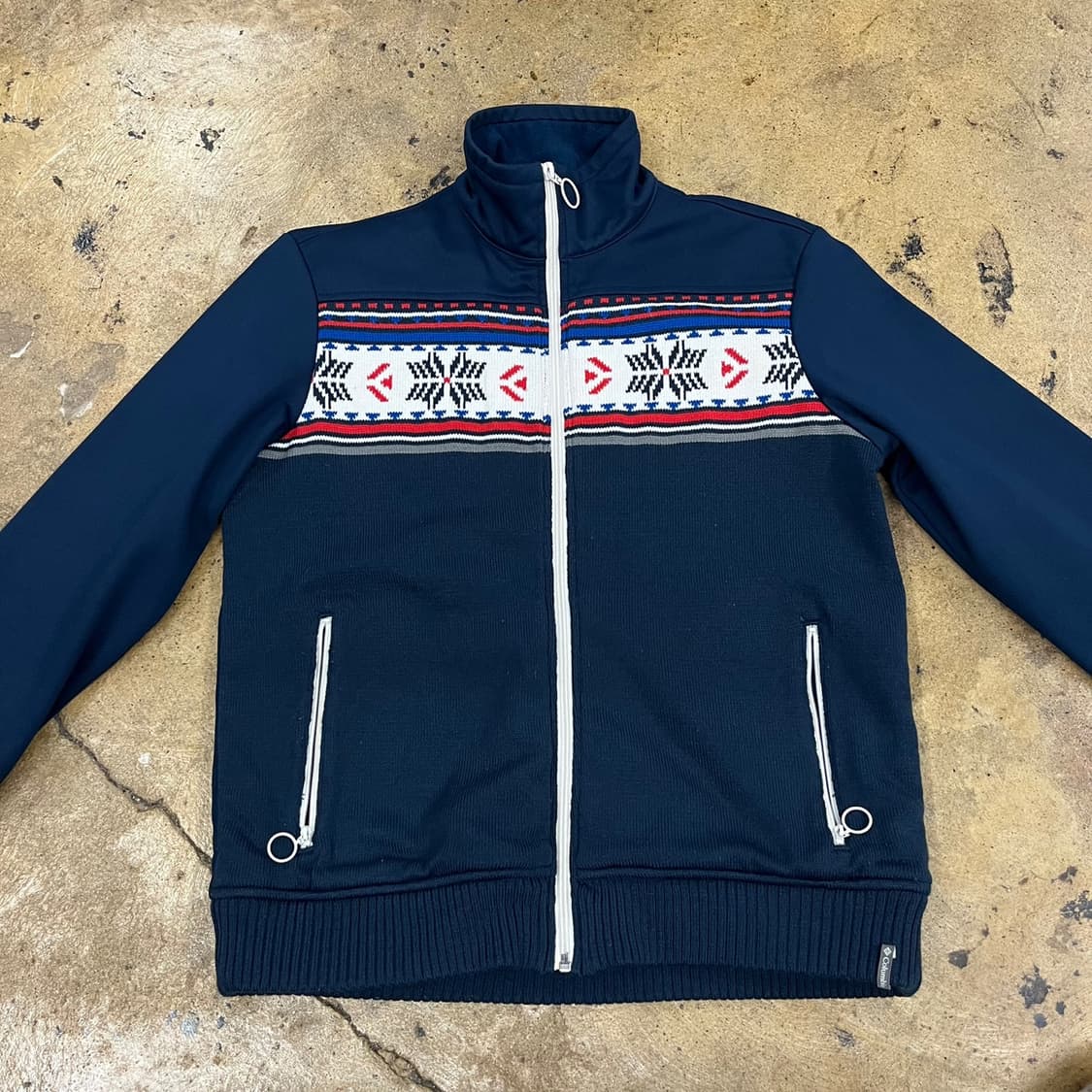 [정품/M] 콜롬비아 빈티지 니트 자카드 져지 집업 자켓 b17 상품이미지3