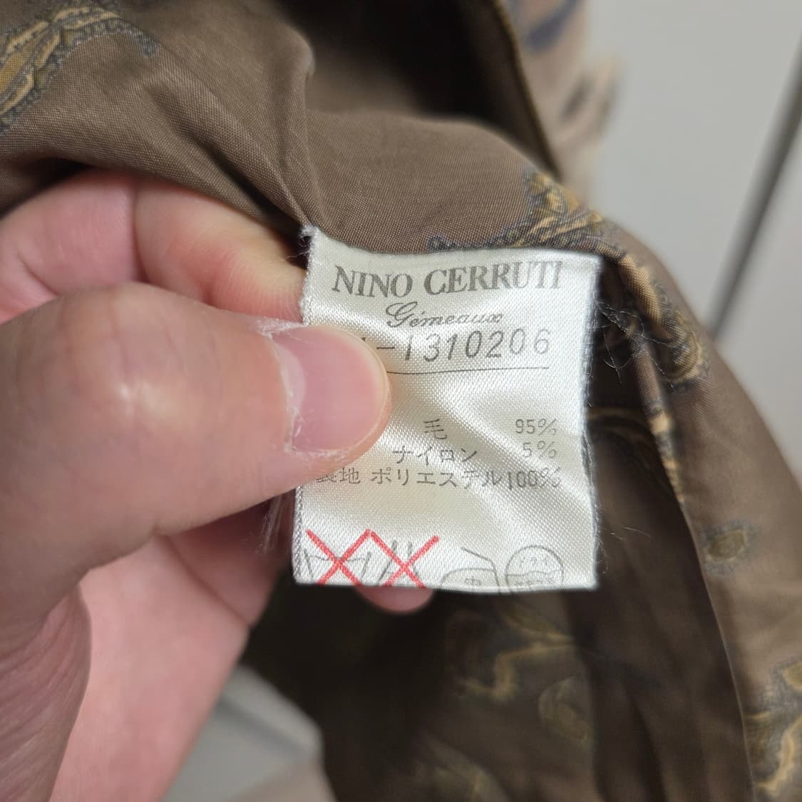 일본제 Nino Cerruti 울 체크 코트 M-L 상품이미지6