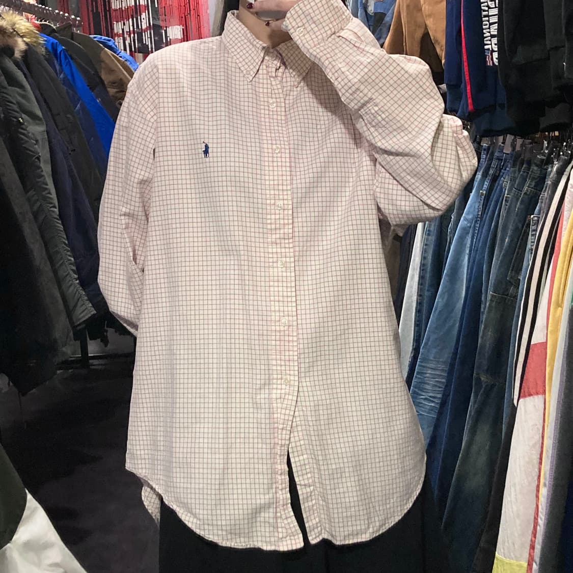 [IM]폴로 랄프로렌 그래프 체크 셔츠 레드 블랙 상품이미지3