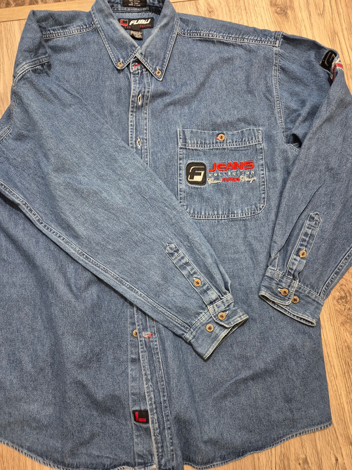 90s 푸부FUBU 진청 데님 빅셔츠 상품이미지6
