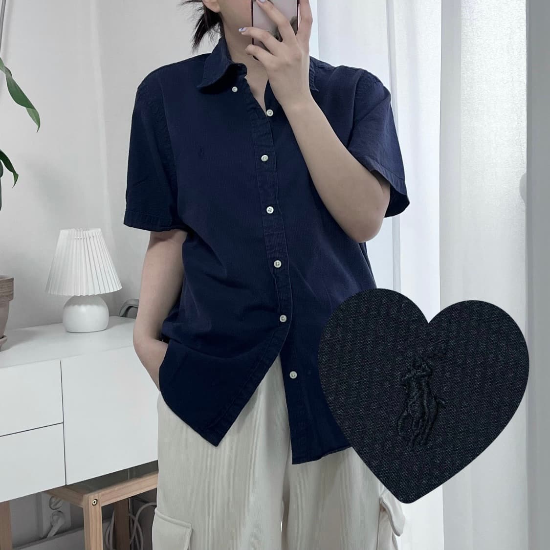 [정품] 폴로 네이비 / 블랙포니 시어서커 반팔셔츠 [ M ] 상품이미지1
