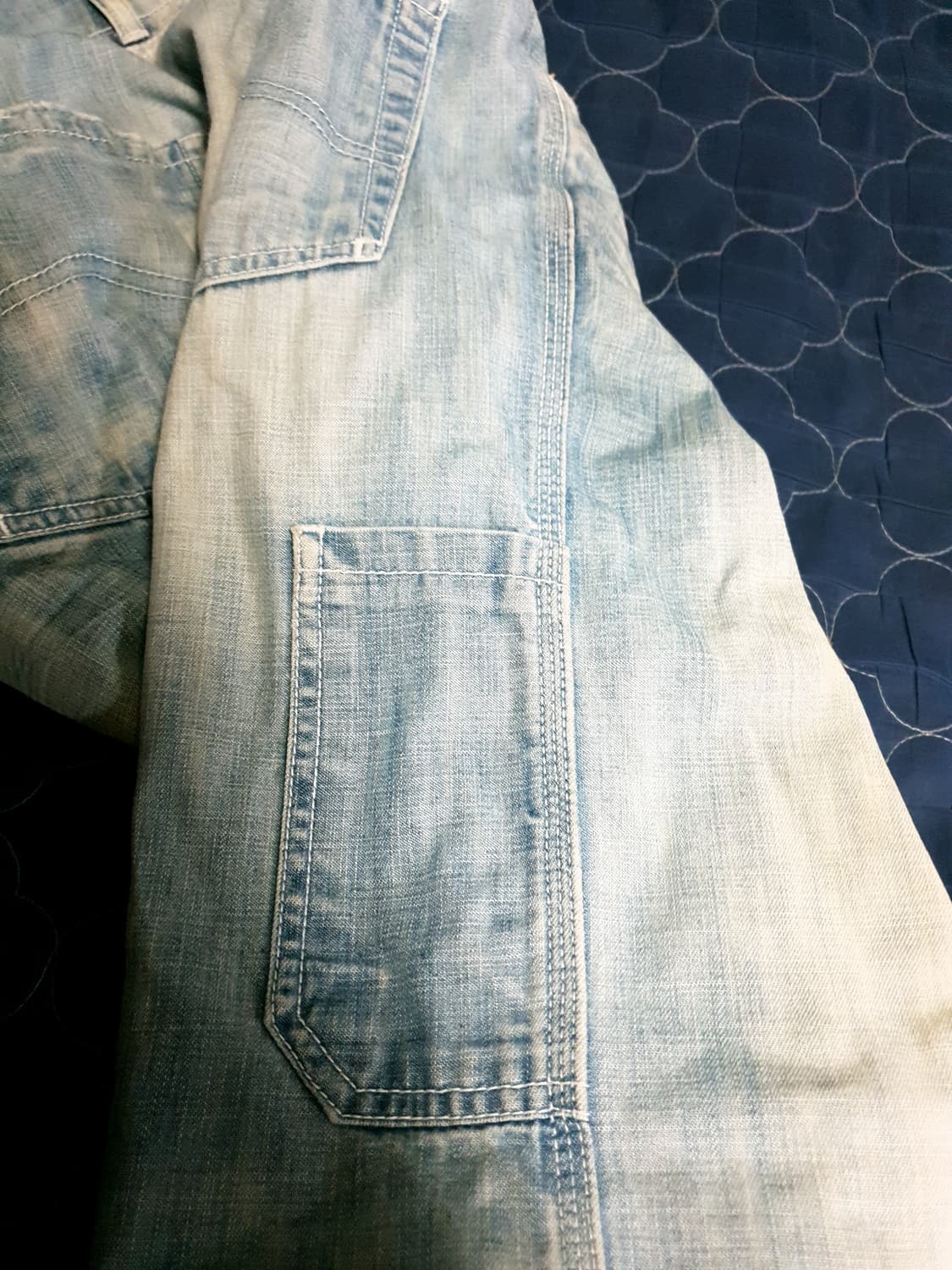 (이태리)아르마니진 빈티지에이징워싱 사이트포켓 스트레이트 데님팬츠  32 상품이미지4