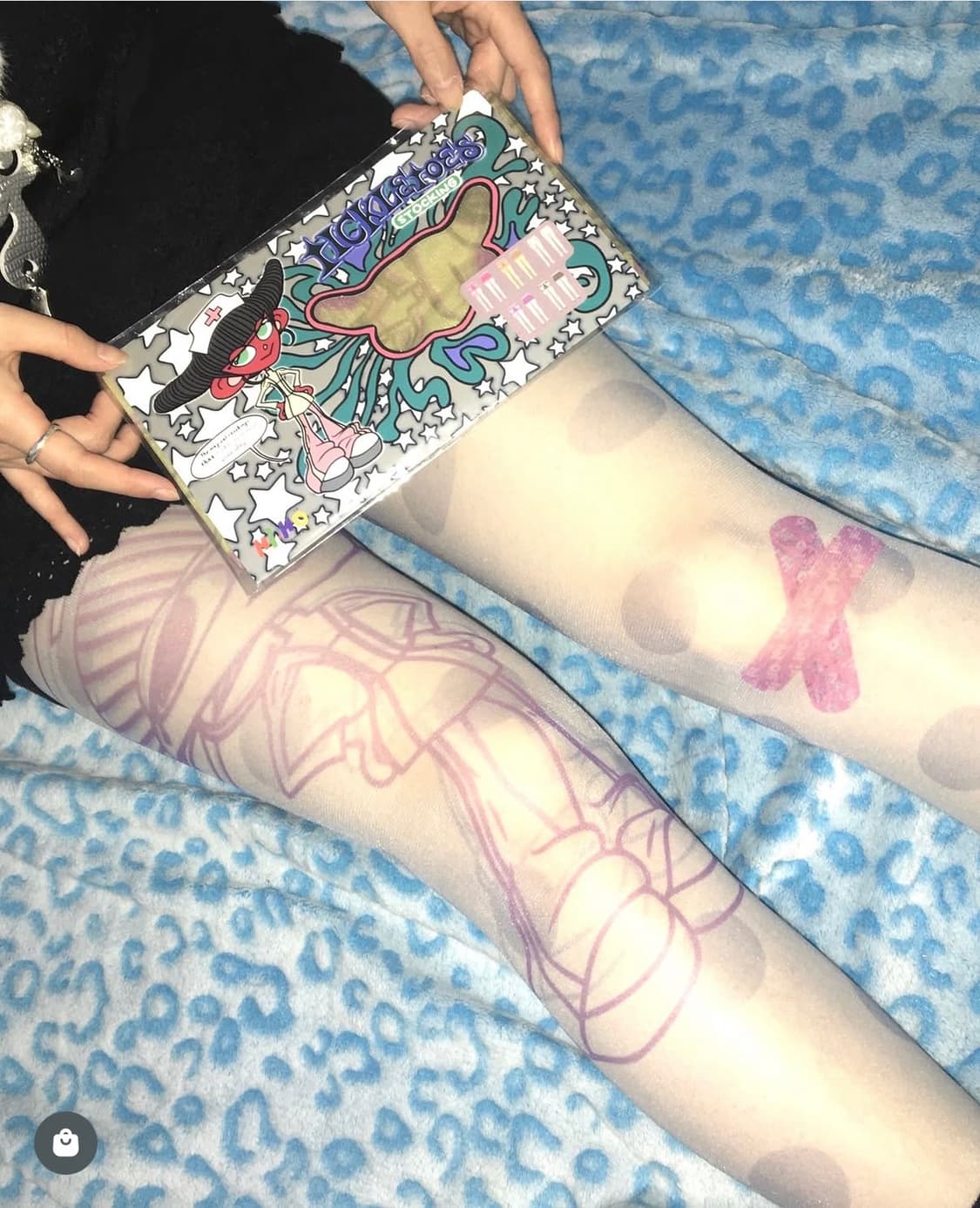 새상품 하이호체리 스타킹 패턴 일본빈티지 갸루 펑크 상품이미지1