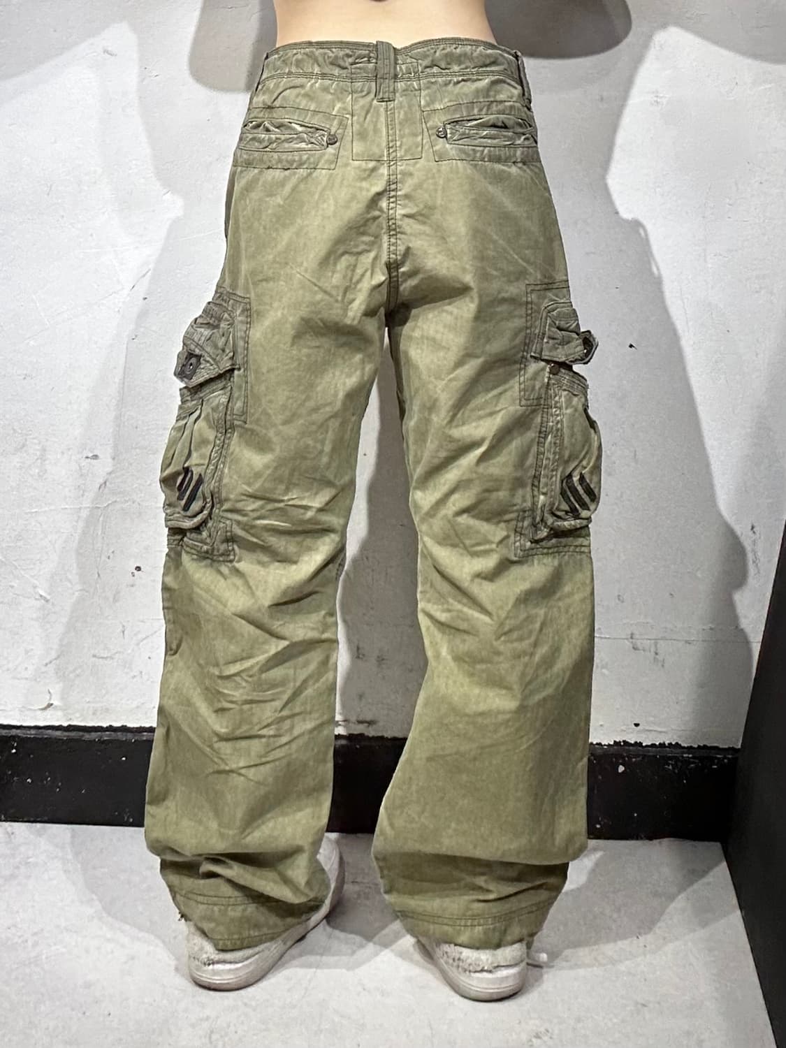 빈티지 y2k 올리브 카키 포켓 포인트 카고 팬츠 와이드 바지  상품이미지3