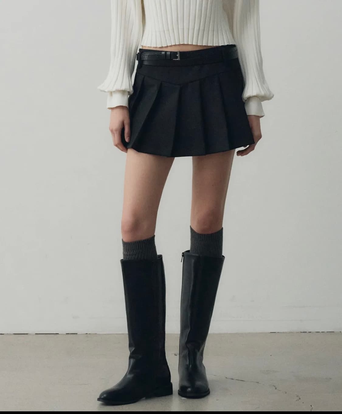 노이어 포 우먼 울 플리츠스커트 블랙 36size 상품이미지2