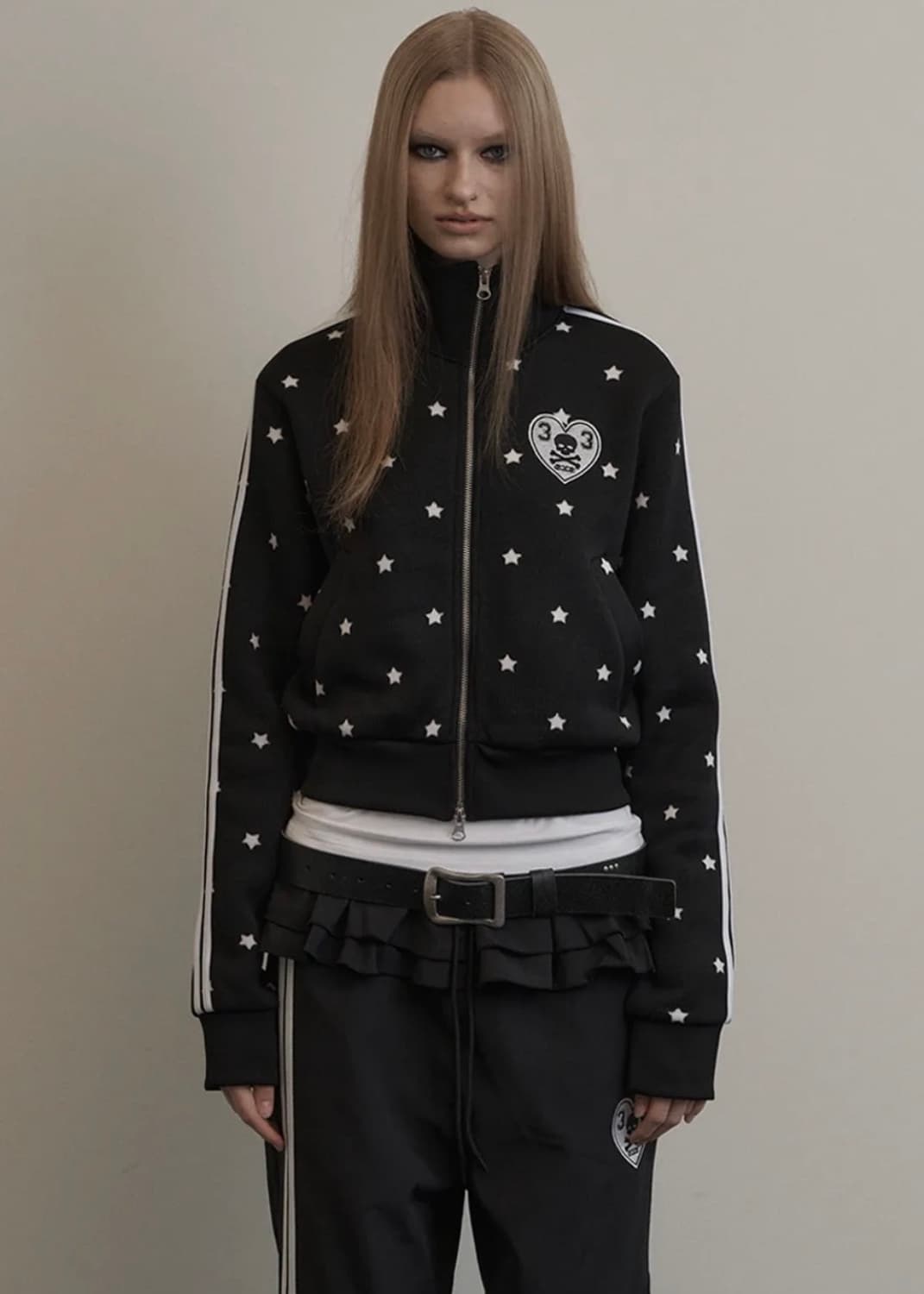 셋업이엑스이 별 집업 STAR SPORTY ZIP-UP / BLACK 상품이미지2