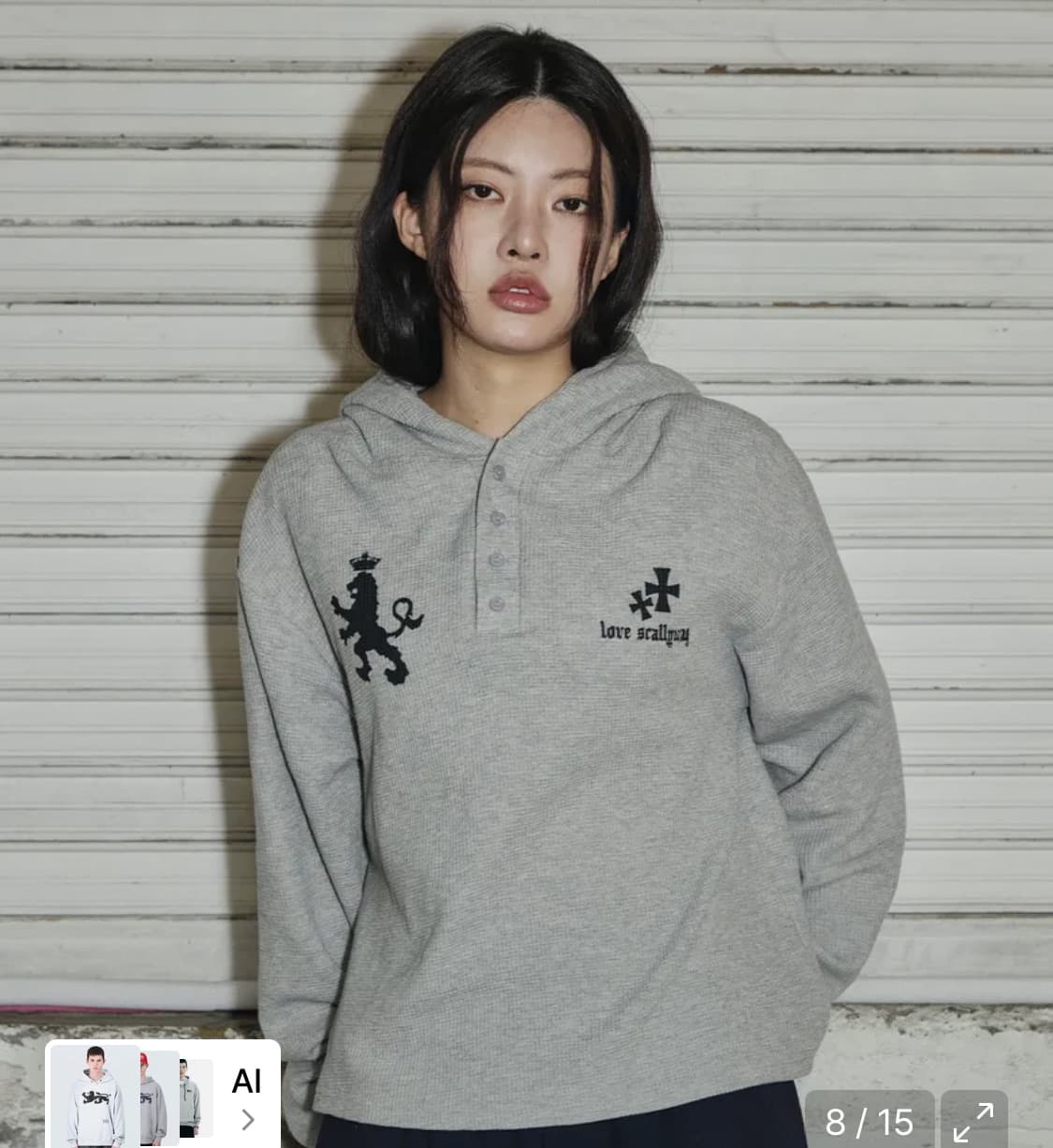 시켈리웩 와플 헨리넥 후드( 그레이 ) 상품이미지1