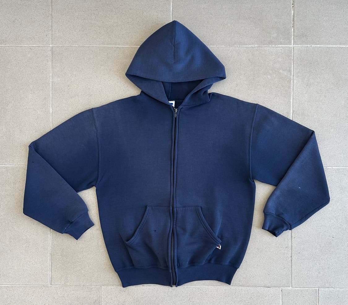 90s 빈티지 러셀 후드집업 네이비 M USA 상품이미지1
