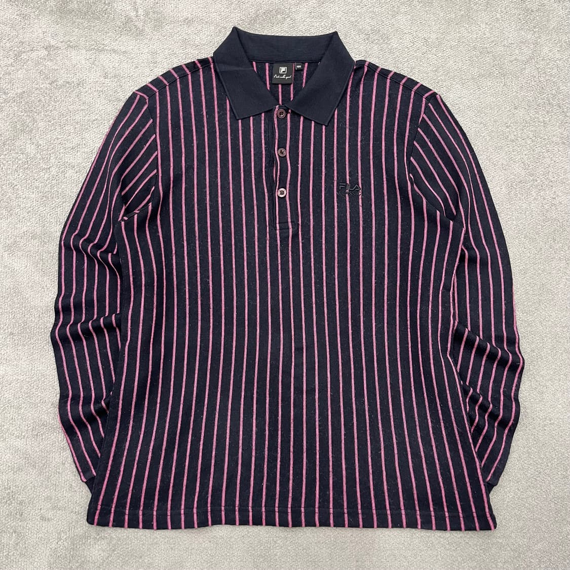 100 휠라 스트라이프 긴팔 폴로 티 상품이미지1