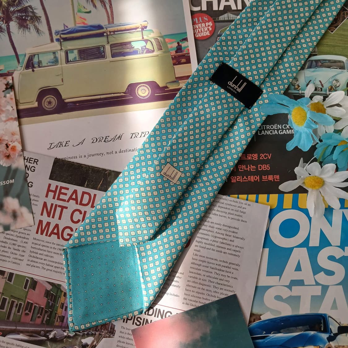 던힐 실크 민트 마이크로 패턴 넥타이 9.2cm A+등급 A19219
 상품이미지4