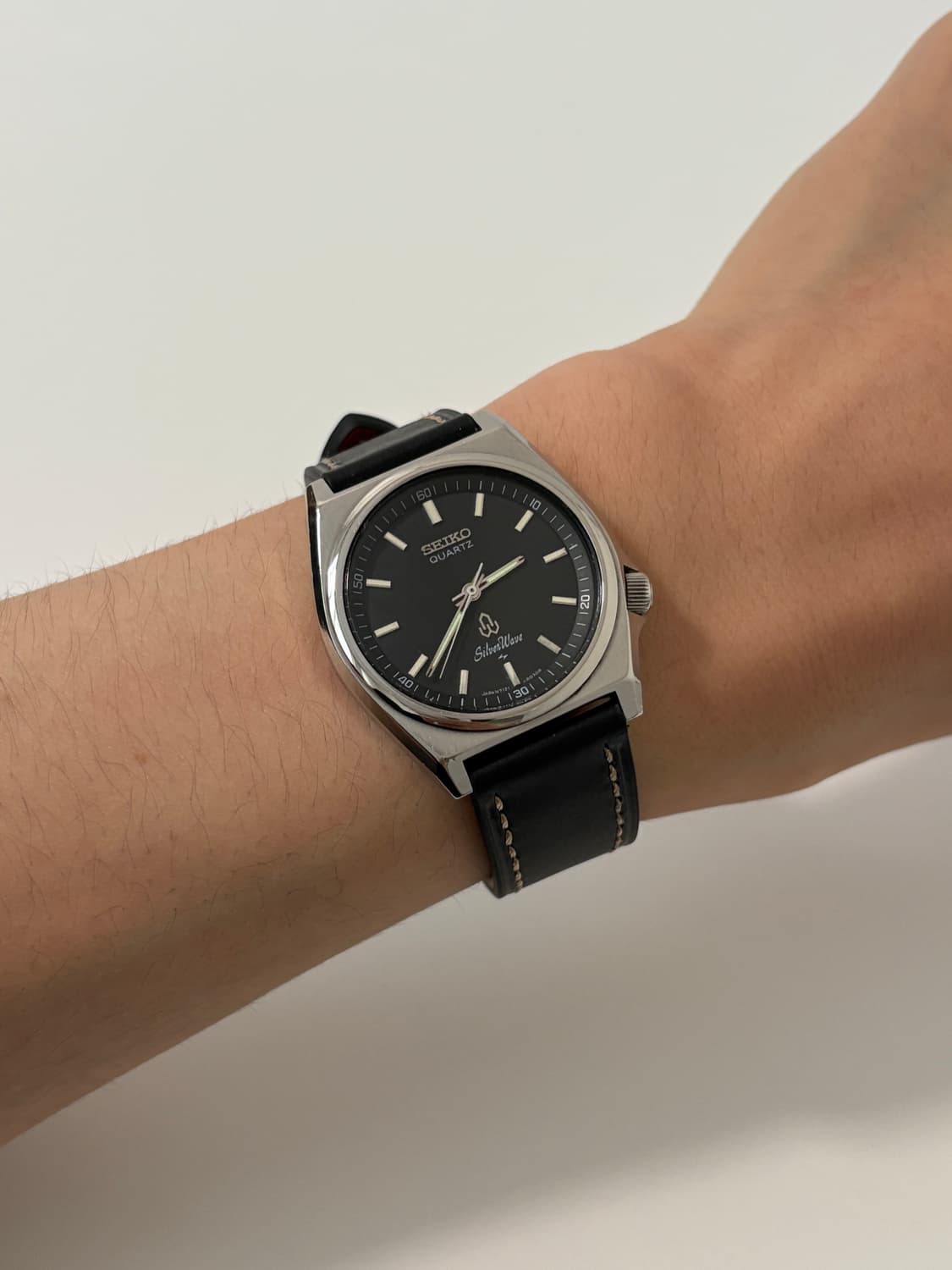 80s silverwave black dial silver quartz 상품이미지1