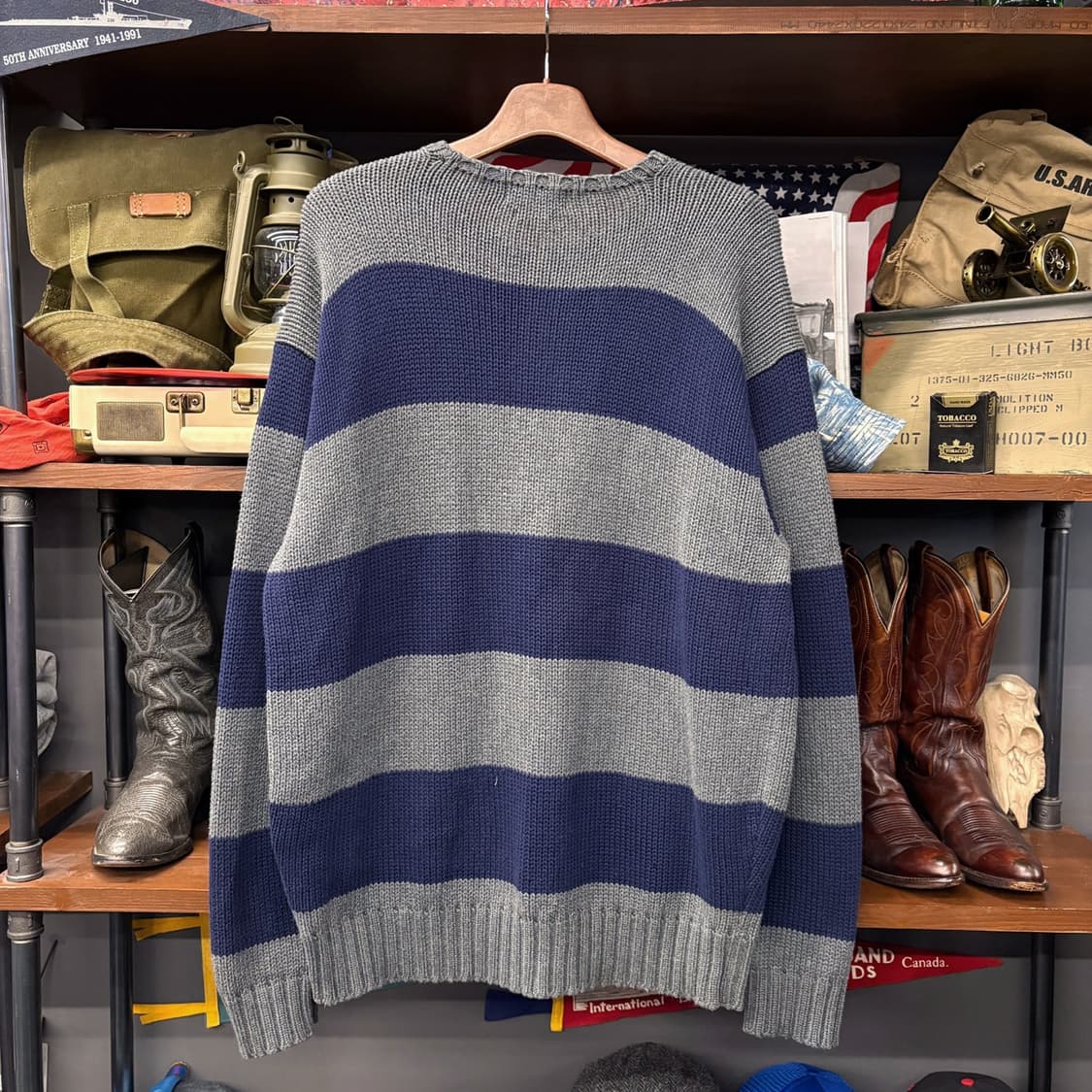 90s 폴로랄프로렌 오버핏 스트라이프 럭비 코튼니트 N184 상품이미지2