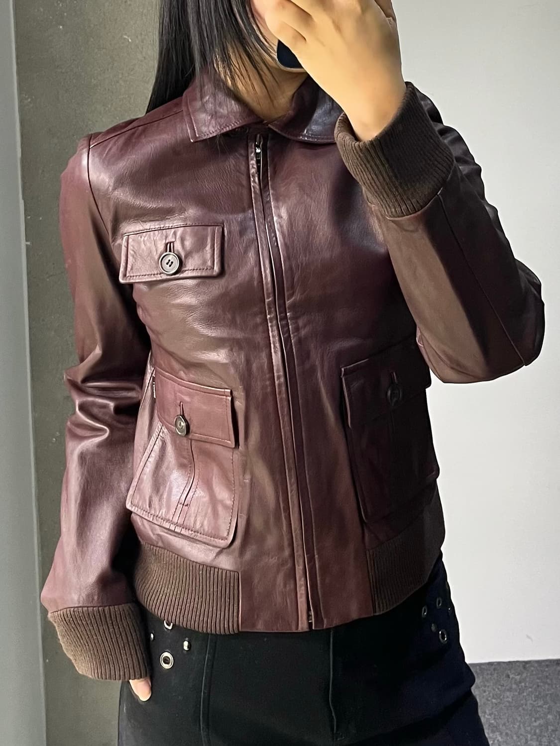 게스 진스 90's 램 레더 포켓 자켓 상품이미지1