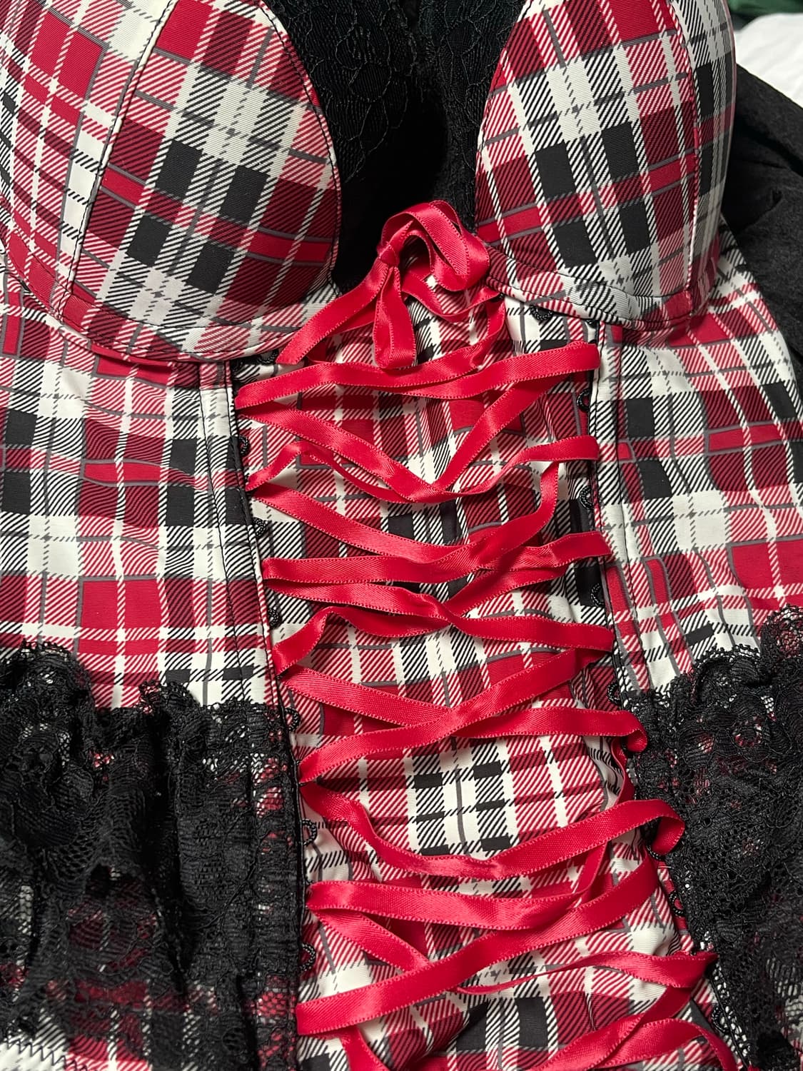 체크 레이스 코르셋 상품이미지4