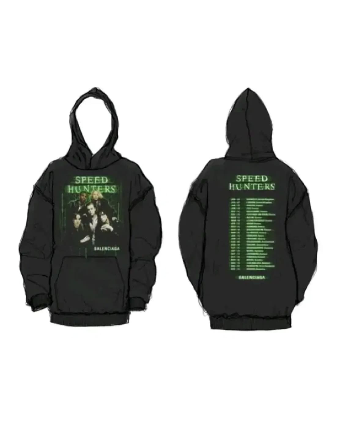 새상품 정품 발렌시아가 스피드헌터 오버핏 후드 블랙 네온 M 두툼함 상품이미지4