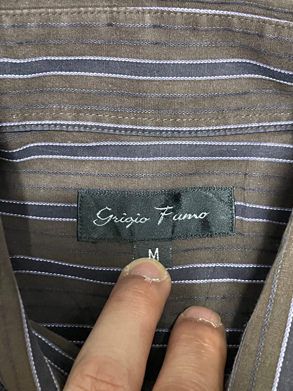 Grigio Fumo 브라운 스트라이프 버튼다운 셔츠 J02466 상품이미지5