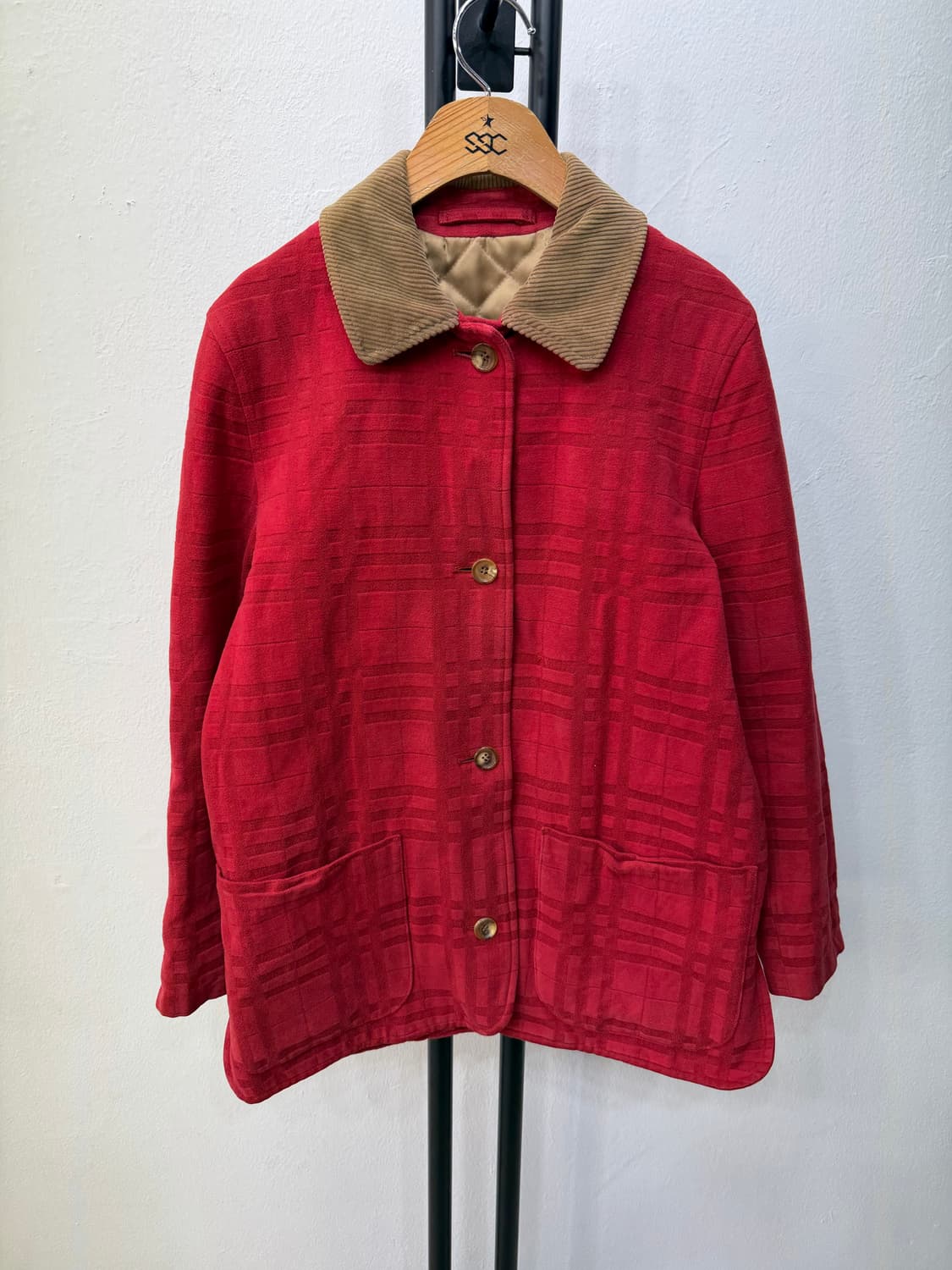 정품) 버버리 여성 코듀로이 카라 체크 자켓 XS 상품이미지1