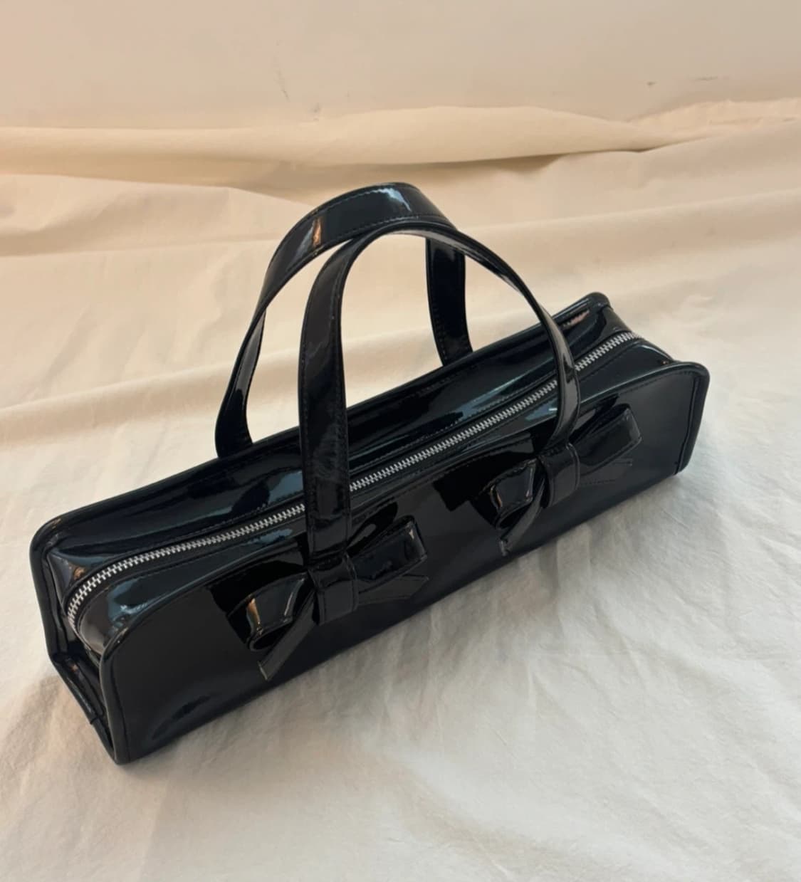 꼼데가르송 걸 리본 디테일 집업 토트백 블랙 상품이미지2