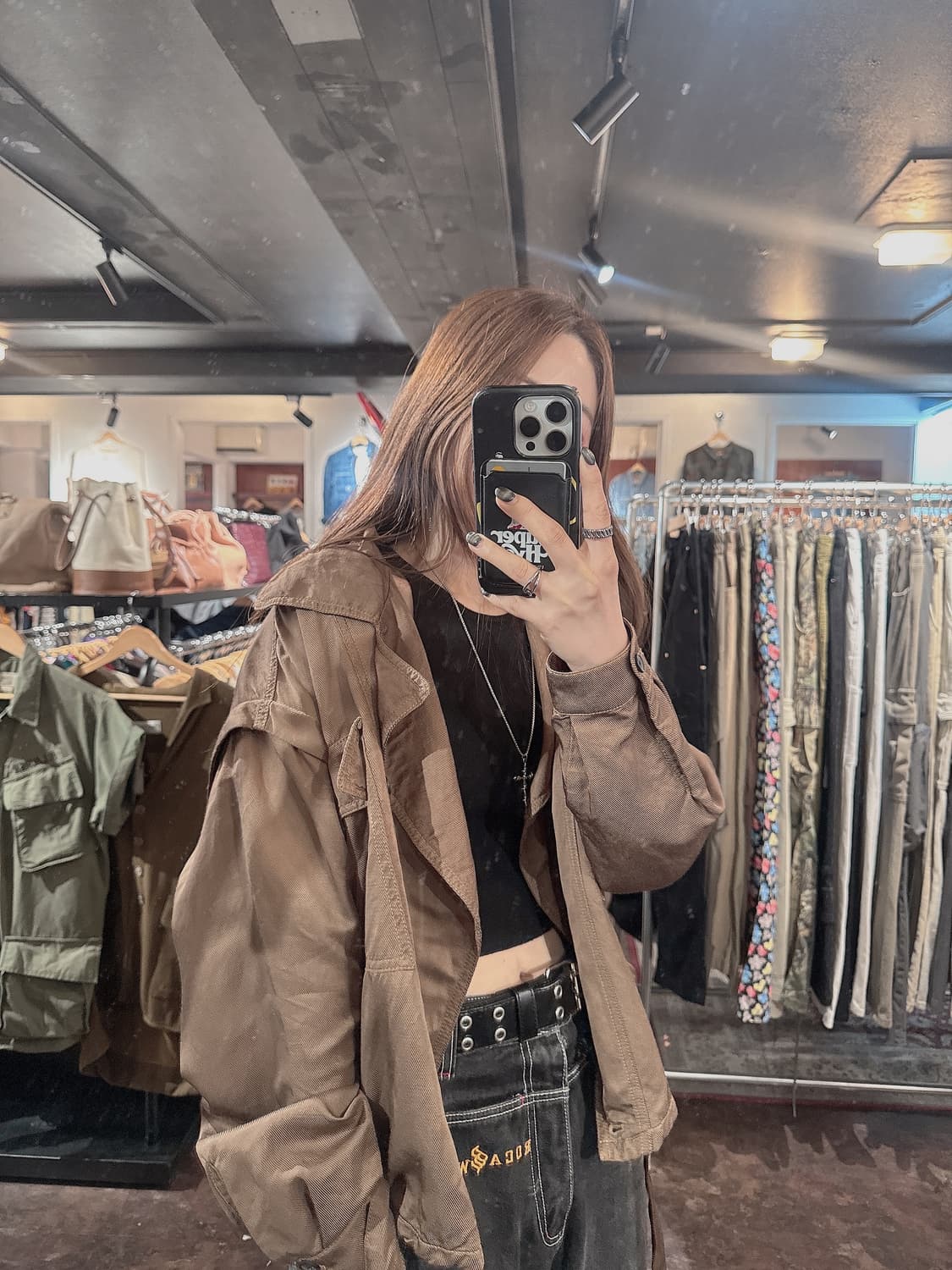아르마니 익스체인지 armani 린넨 브라운 야상 자켓 S 상품이미지8