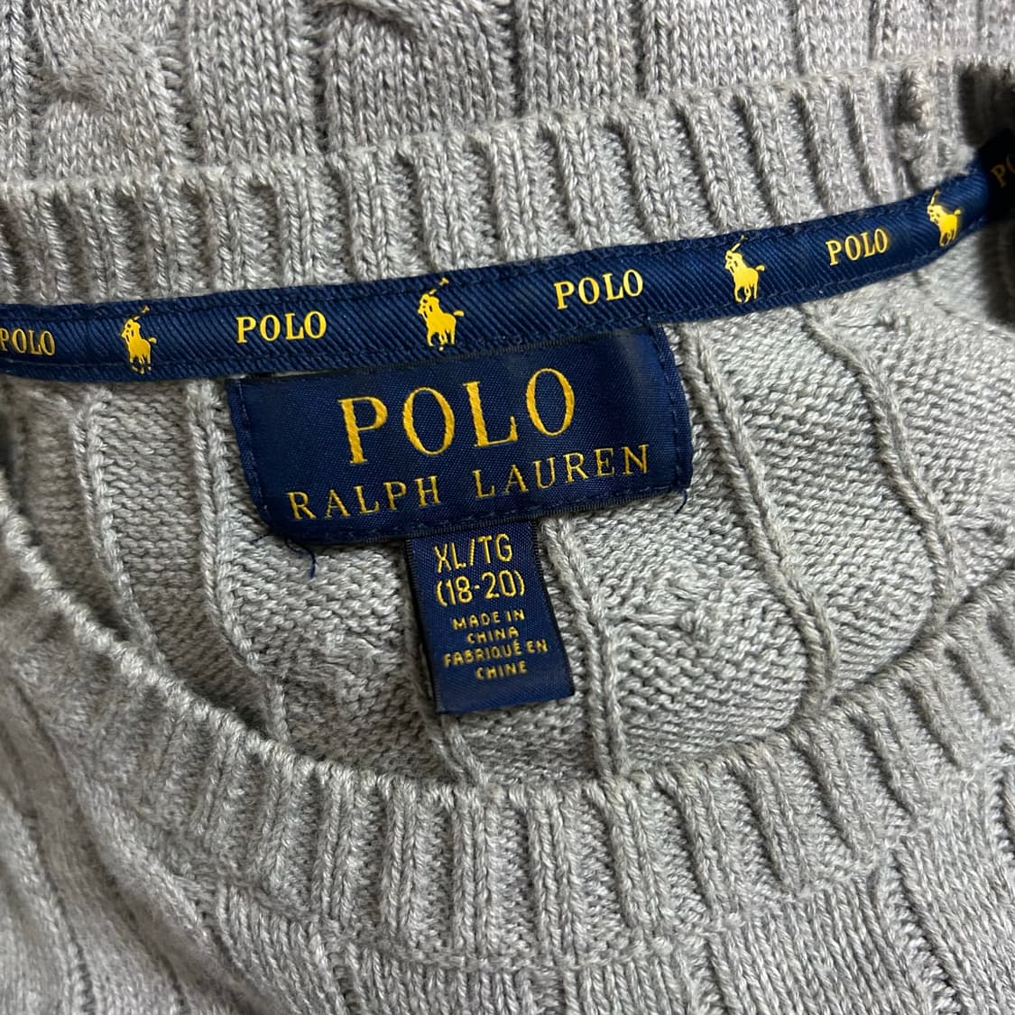 폴로 랄프로렌 신형 라운드넥 꽈배기 니트 그레이 XL 상품이미지7