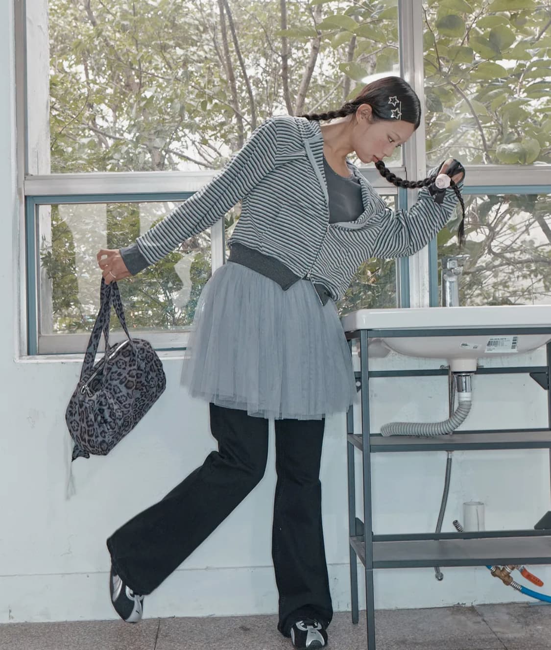 미쏘 서지수PICK]스트라이프 후드집업_블루 상품이미지3