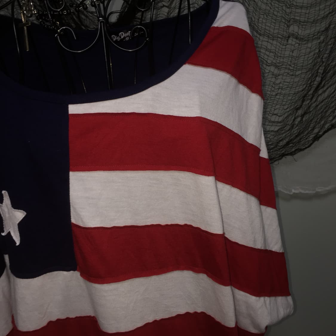 Dig Deep american flag off-shoulder T 상품이미지4