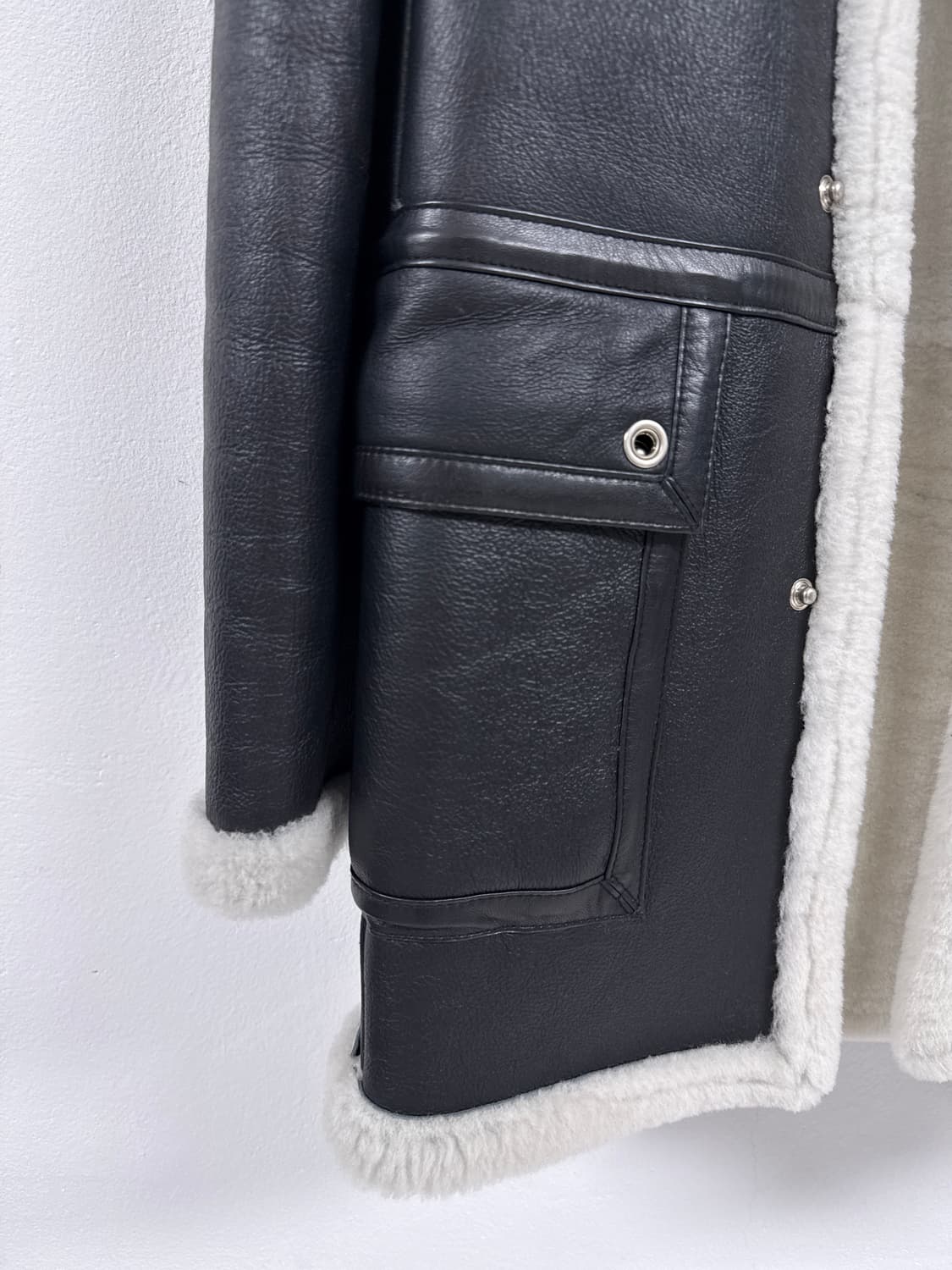 [A][95]스페인 나파 메리노 무스탕 시어링 하프 코트 상품이미지5