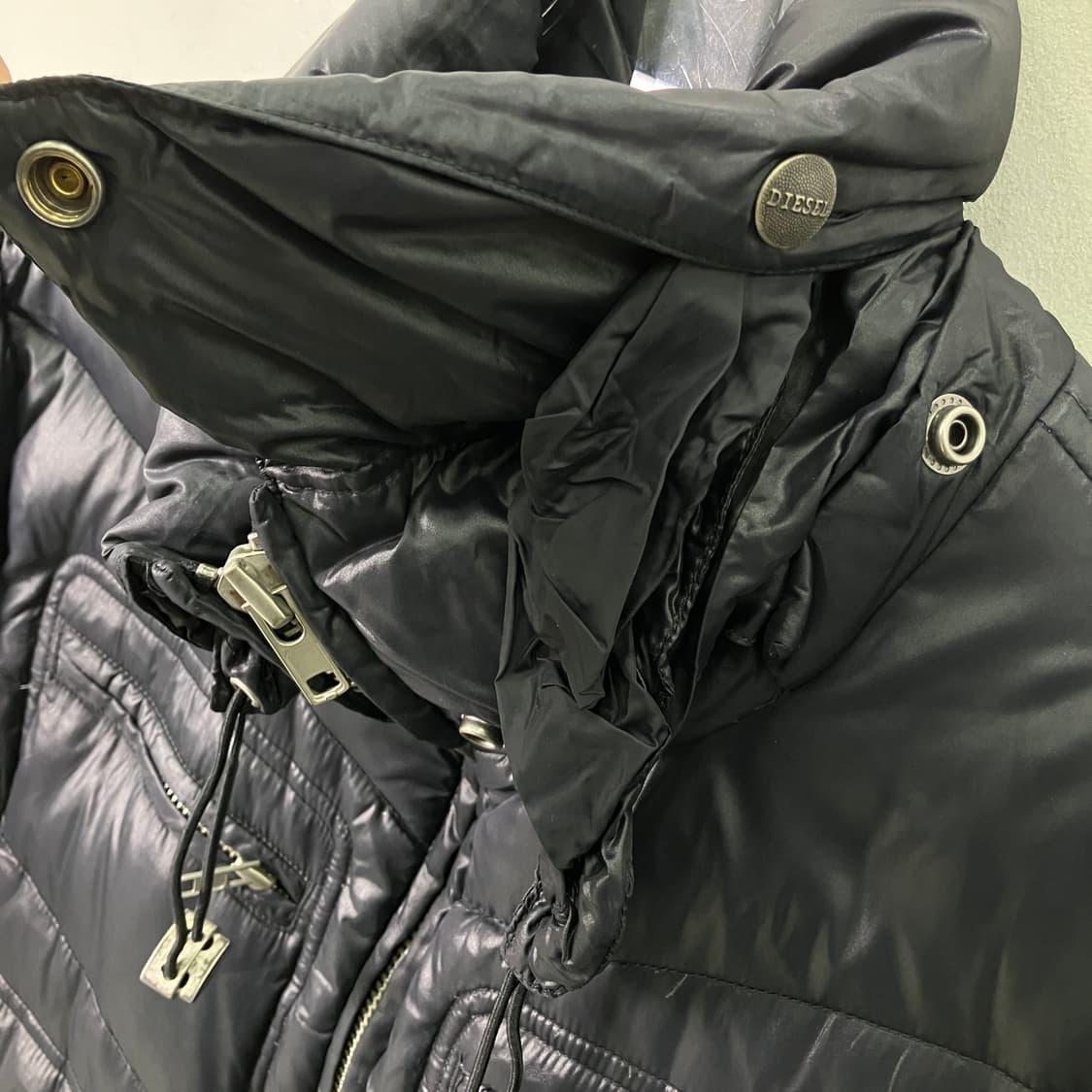 디젤 블랙 바이커 다운 패딩 M 상품이미지8