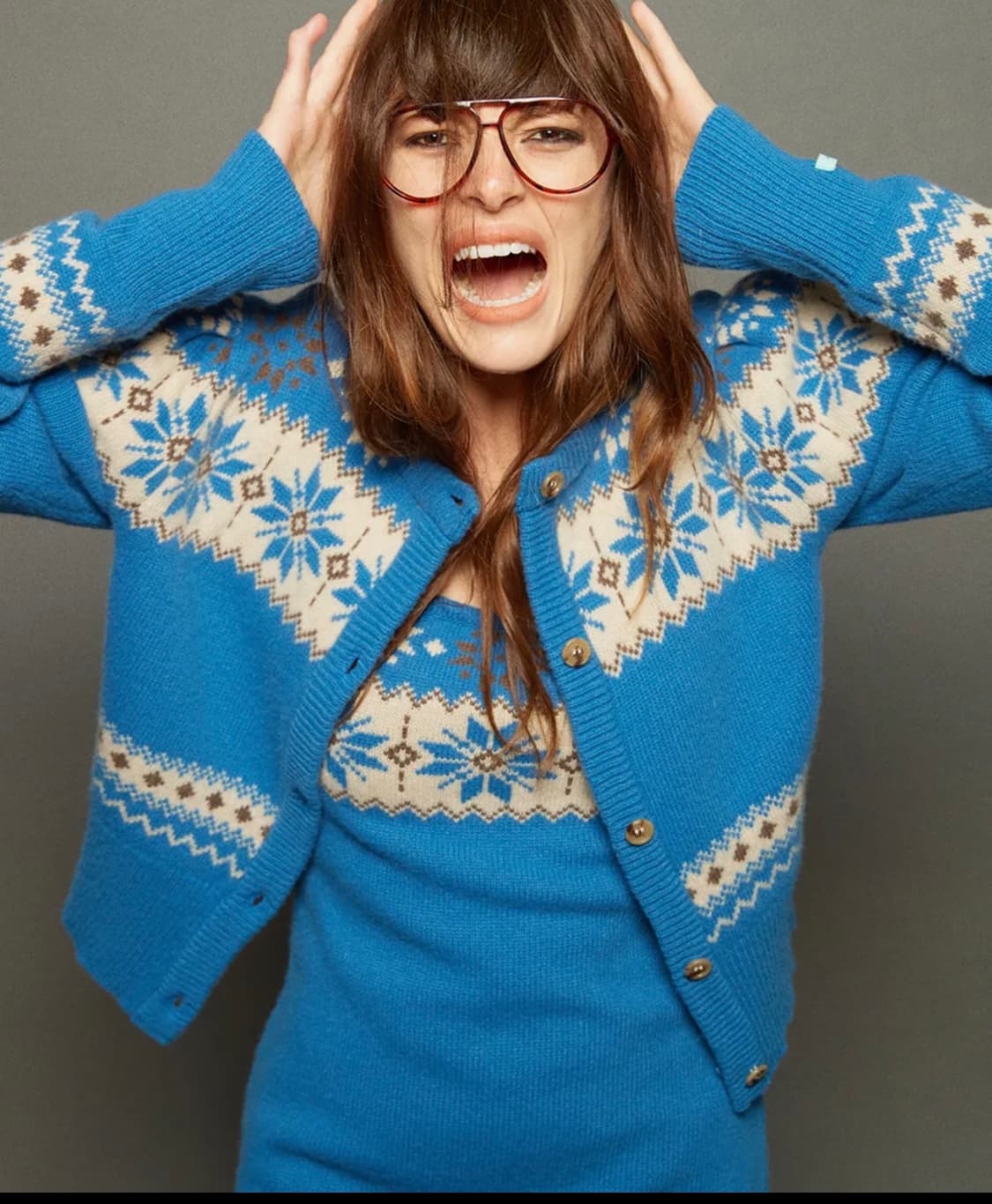 인스턴트펑크 자카드 울 가디건 블루 0 상품이미지4