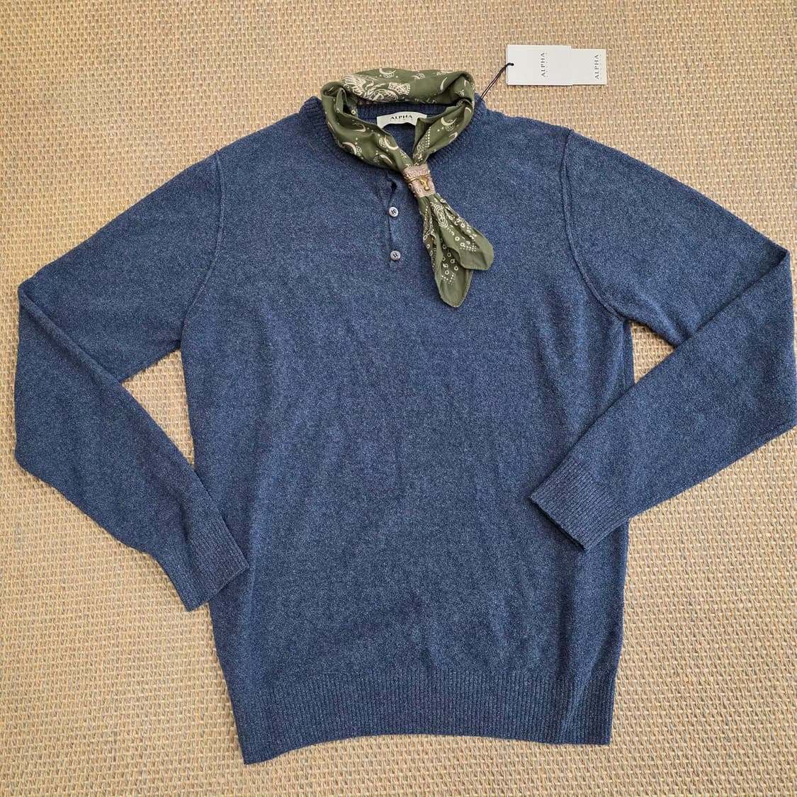 Alpha Studio 최상급 헨리넥 코튼 니트 티셔츠 상품이미지3