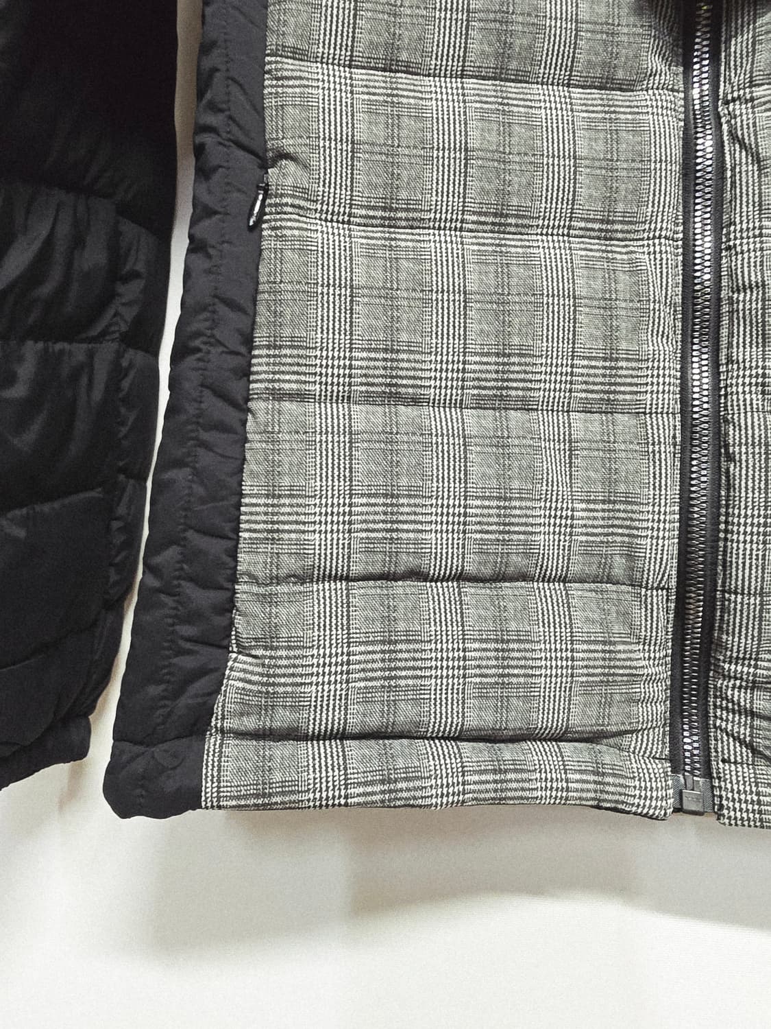 새상품 렉스필 체크 믹스 구스다운 패딩 상품이미지3