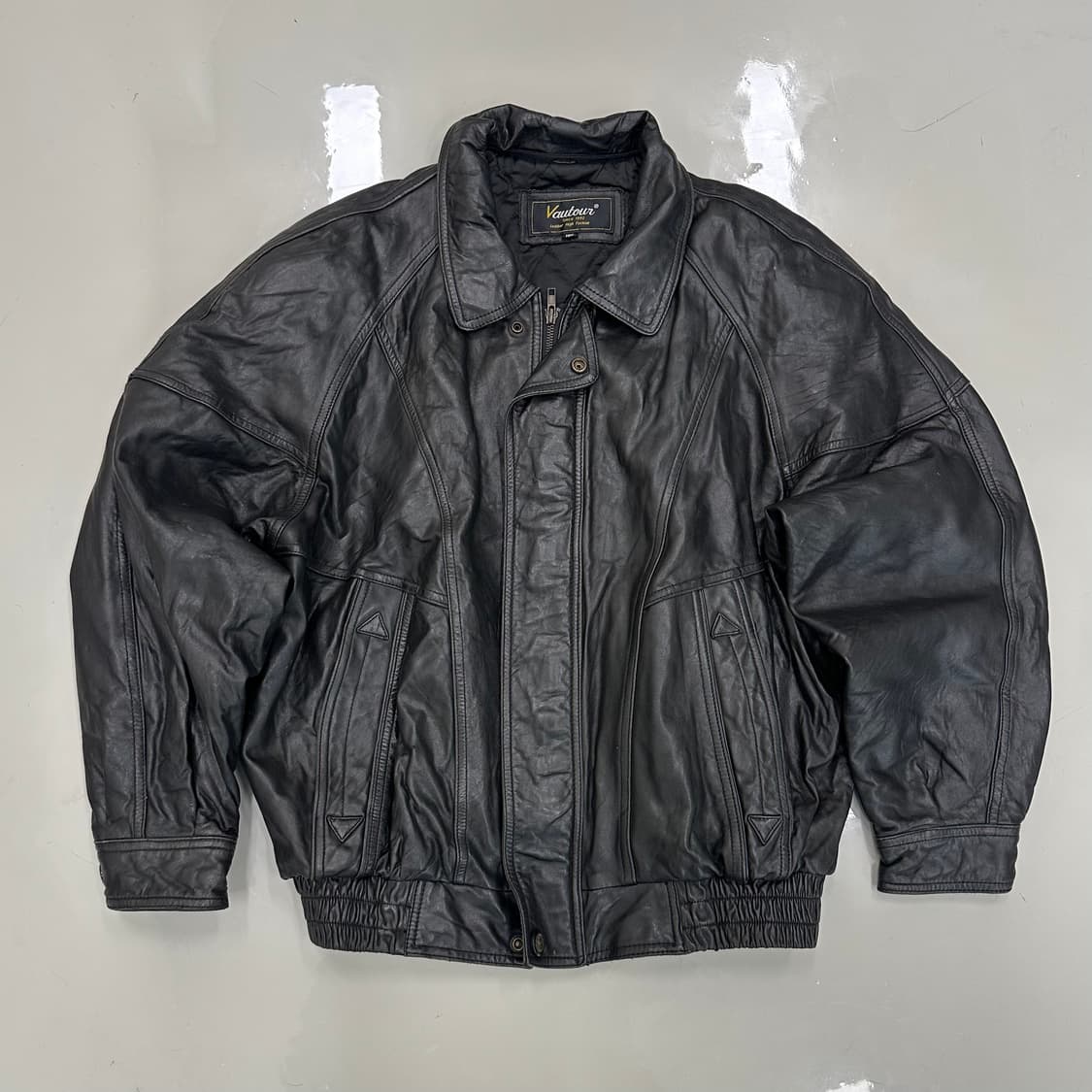 빈티지 램스킨 레더 봄버 자켓 상품이미지1