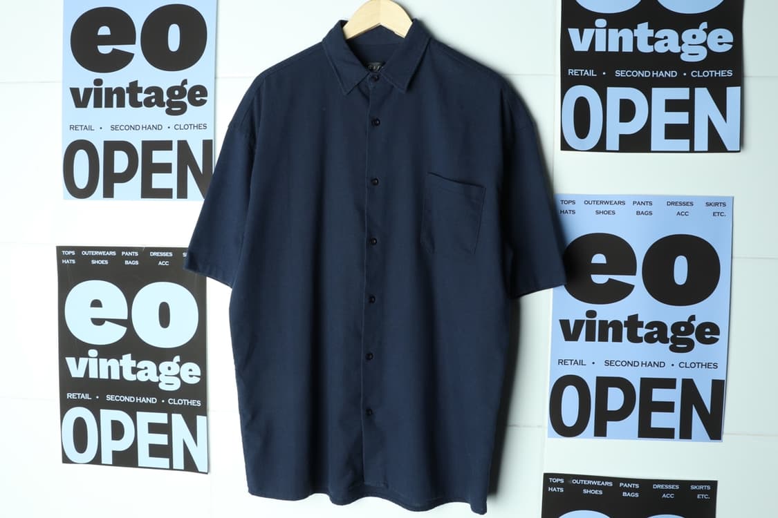 (XL-2XL) 브랜드빈티지 반팔 카라 티셔츠 네이비 미니멀-H31825 상품이미지2