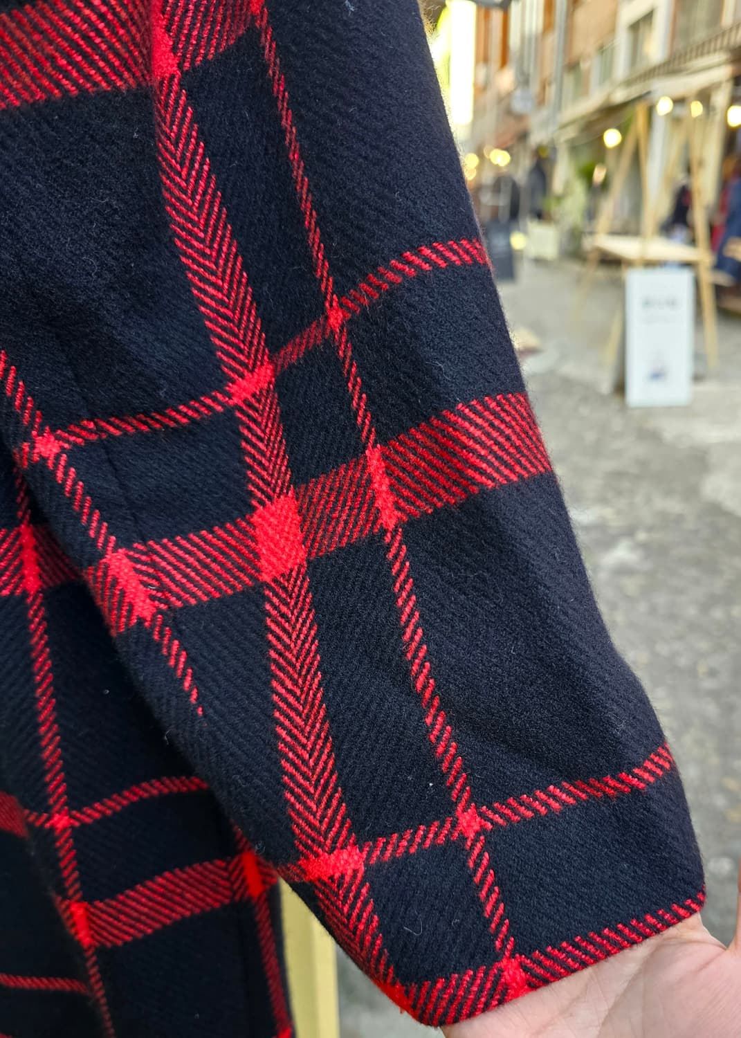 Cojana 레드&블랙 타탄체크 더블 울 코트 상품이미지5