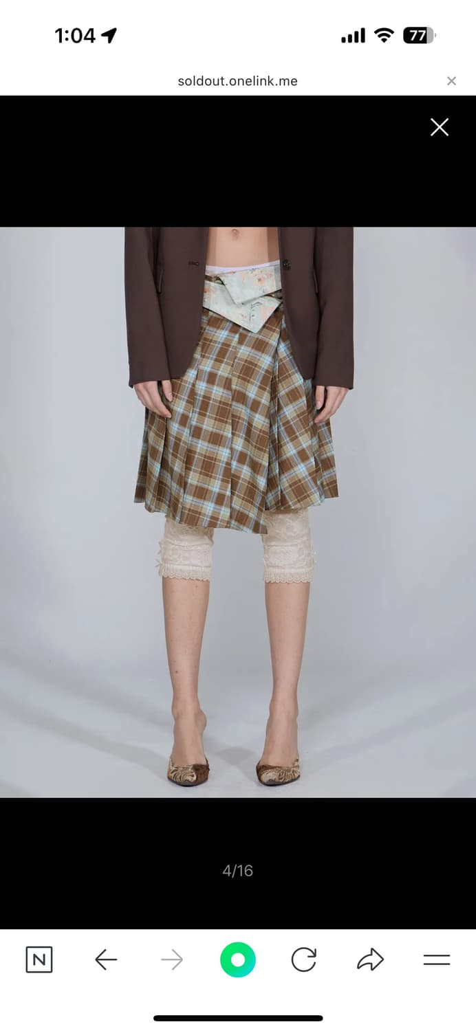스컬프터 Folded Waist Plaid Skirt Blue Check 상품이미지2