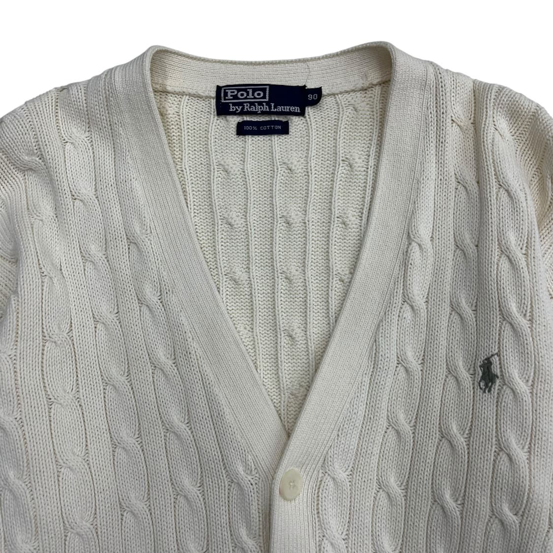 폴로 랄프로렌 그레이포니 아이보리 꽈배기 니트 가디건 90 상품이미지4