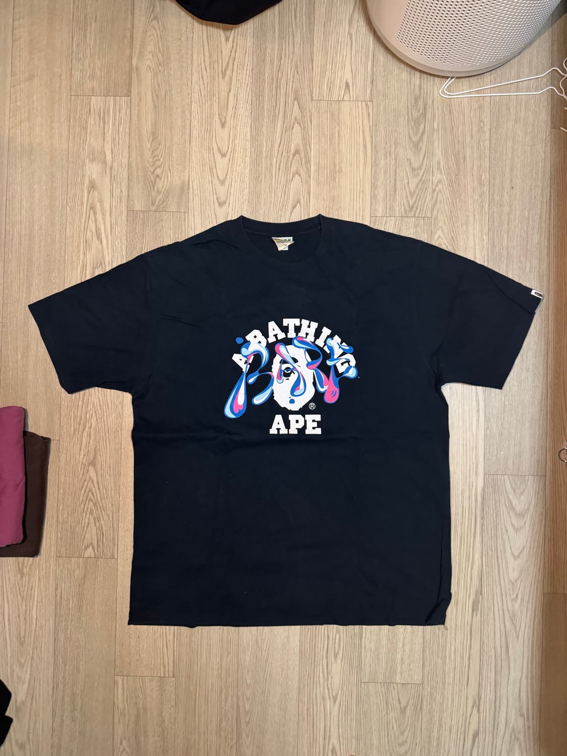 베이프 블루 카모 컬리지 티셔츠 블랙 상품이미지1