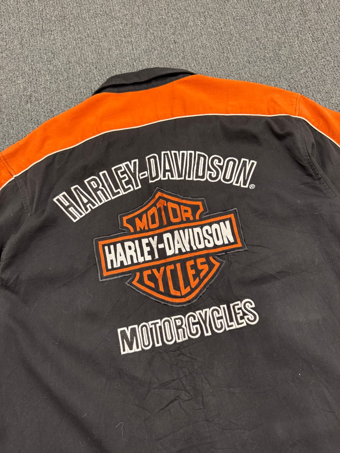 XL)할리데이비슨 빈티지 코듀로이 자수 로고 반팔 셔츠 상품이미지7