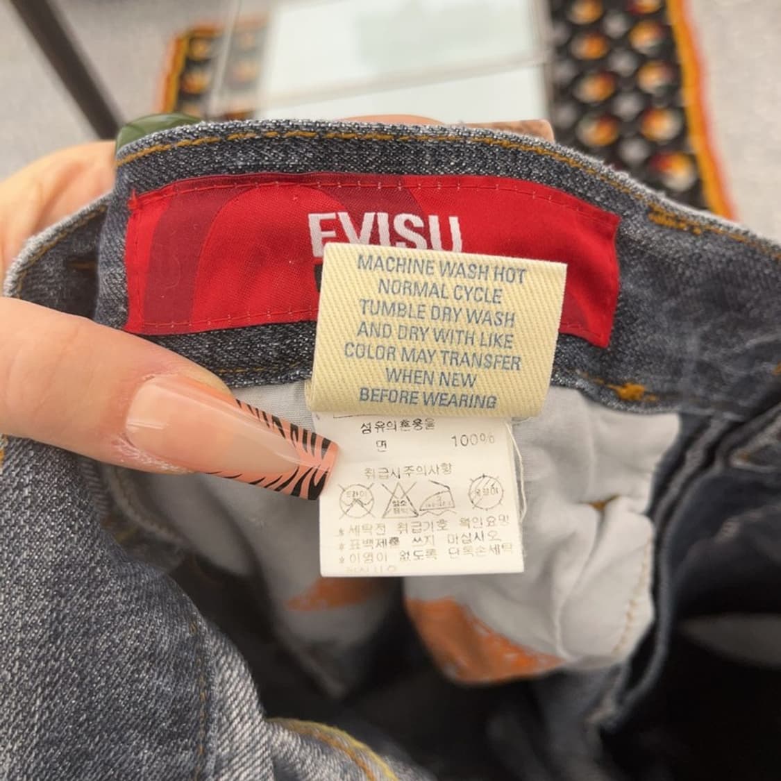 에비수 올드스쿨 포켓 키치 프린팅 데님팬츠 36인치 C08151 상품이미지7