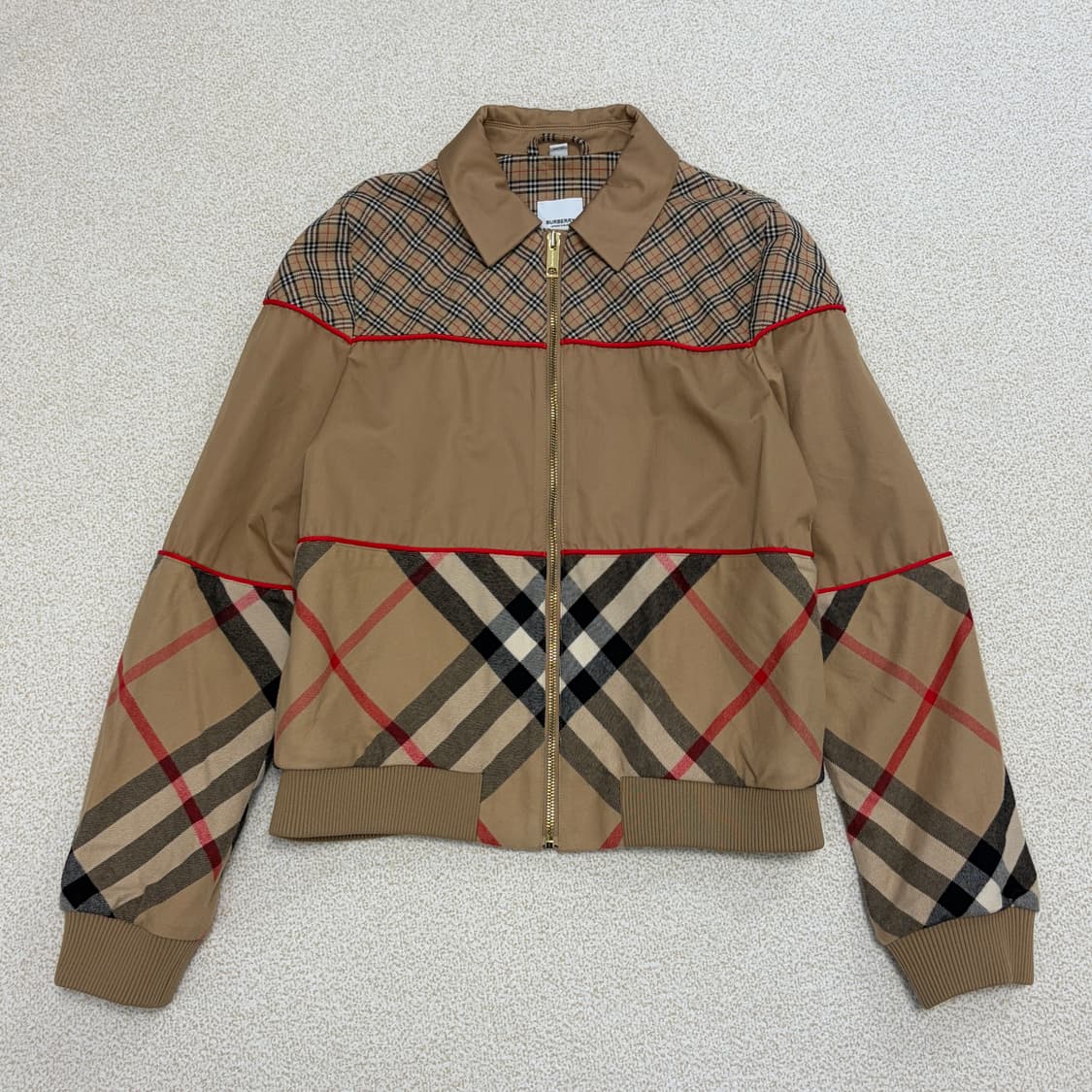 정품 버버리 콘트라스트 체크 패널 자켓 상품이미지1