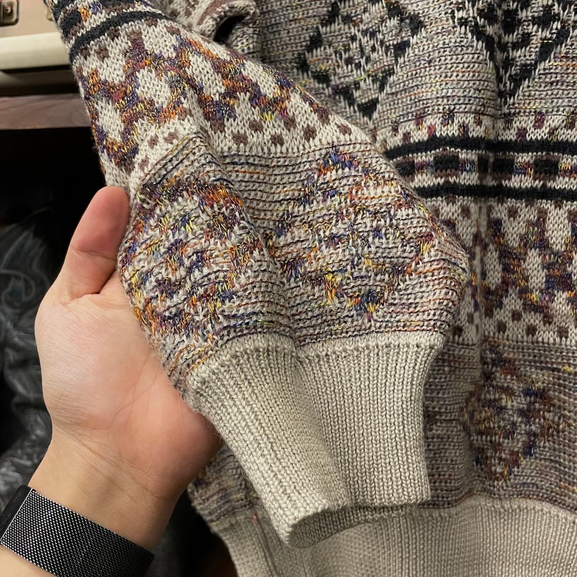 90s 트레일 웨이즈 멀티 패턴 노르딕 울 니트 스웨터 상품이미지5