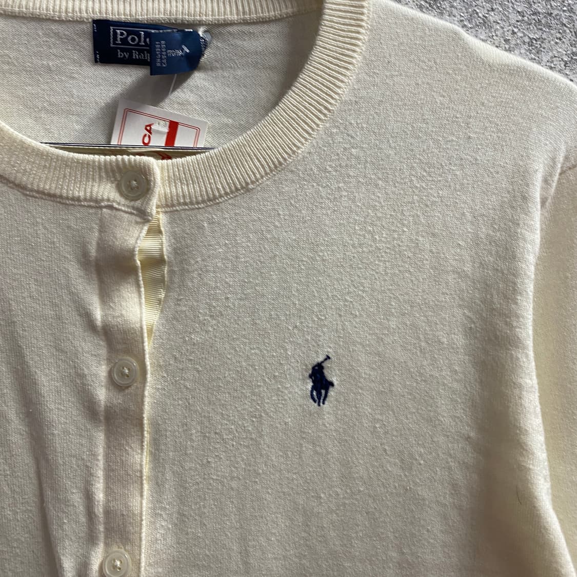 폴로랄프로렌 코튼 크루넥 크림 가디건  B4155 상품이미지3