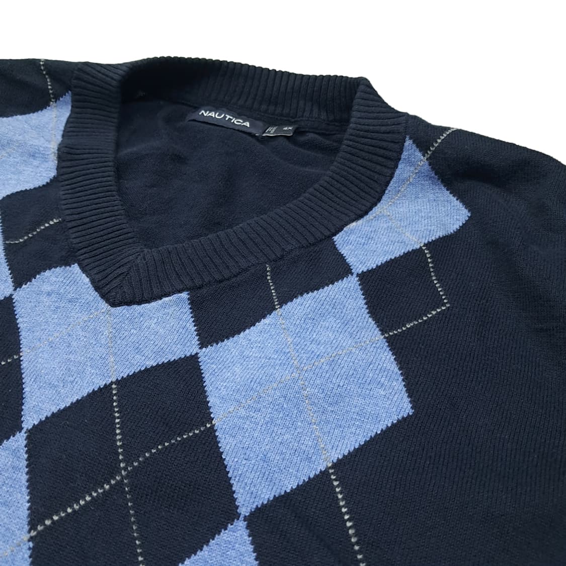 CL132 4XL 노티카 슈퍼 빅사이즈 100% 코튼 아가일 패턴 브이 상품이미지4