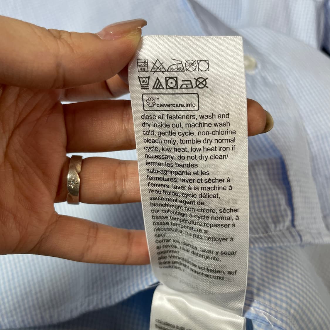 타미힐피거 스카이블루 마이크로 체크 패턴 긴팔 셔츠 M 상품이미지7