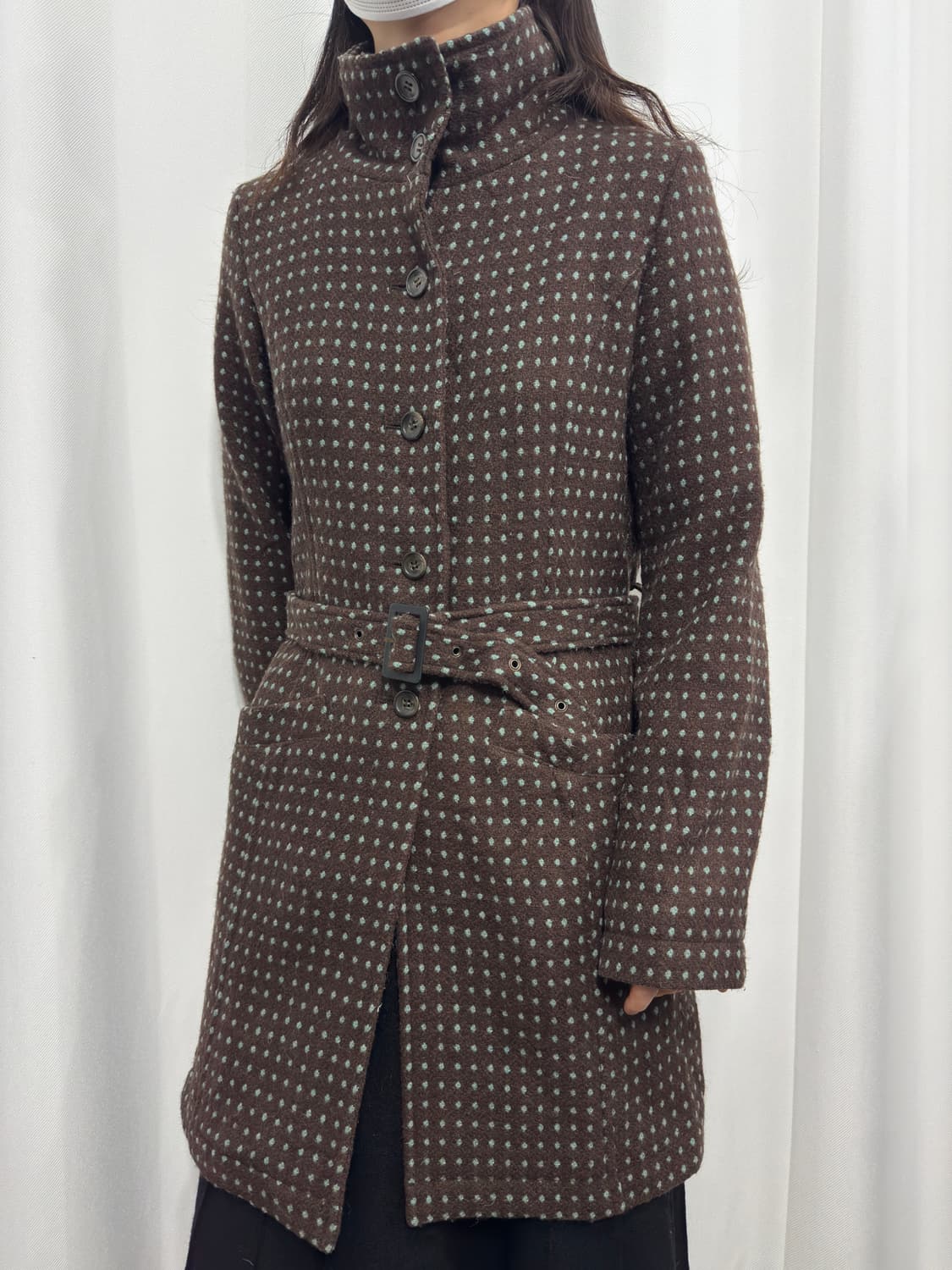 zampa mint choco dot button coat 상품이미지5