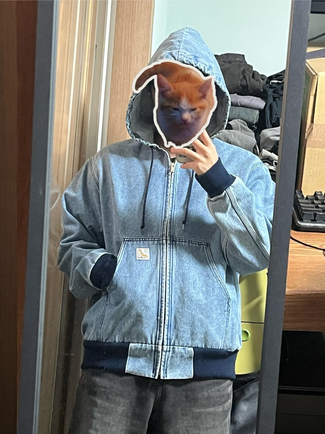 오어슬로우x빔즈 데님 후드 집업 자켓 상품이미지3