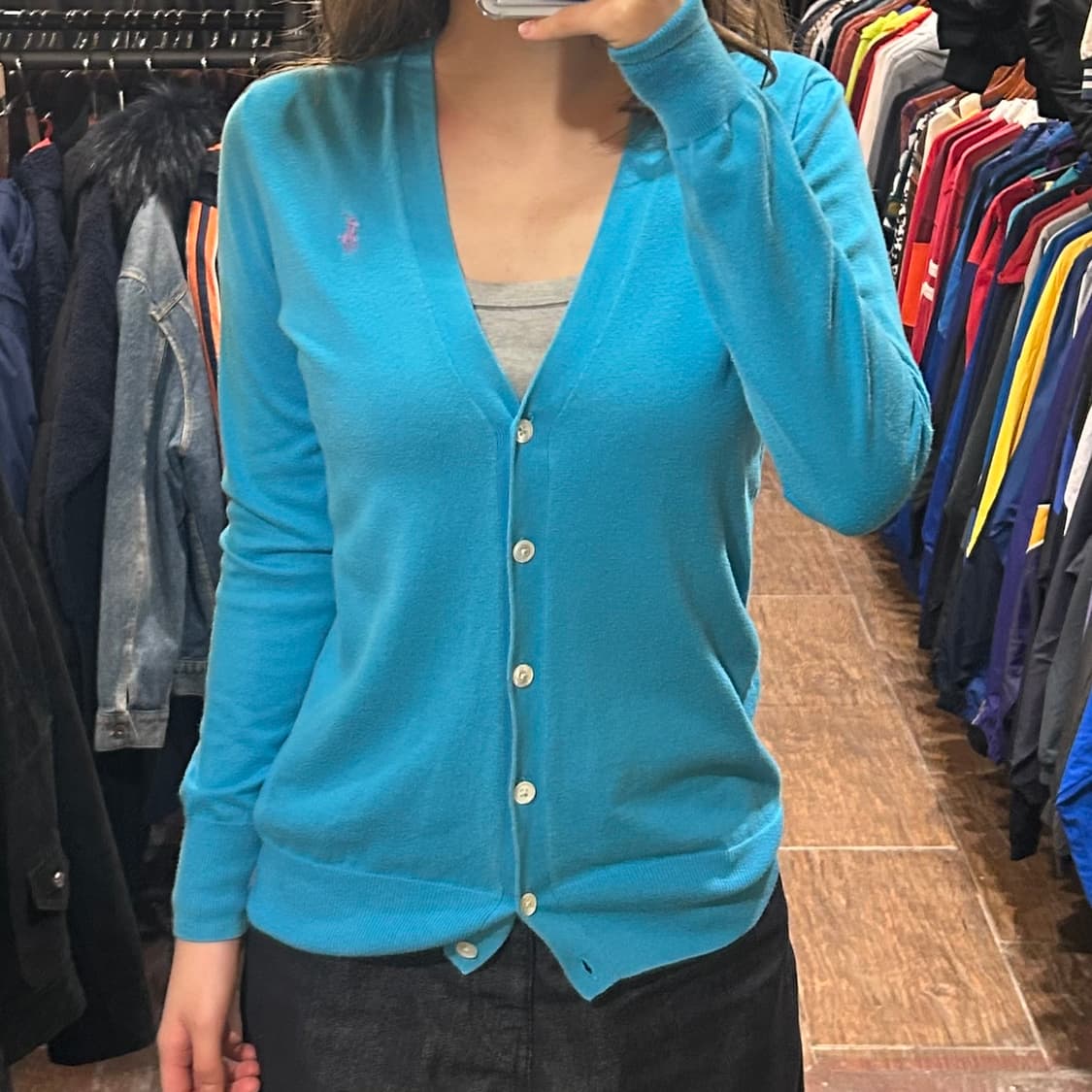 [HI] 폴로 니트 가디건 스카이블루 상품이미지1