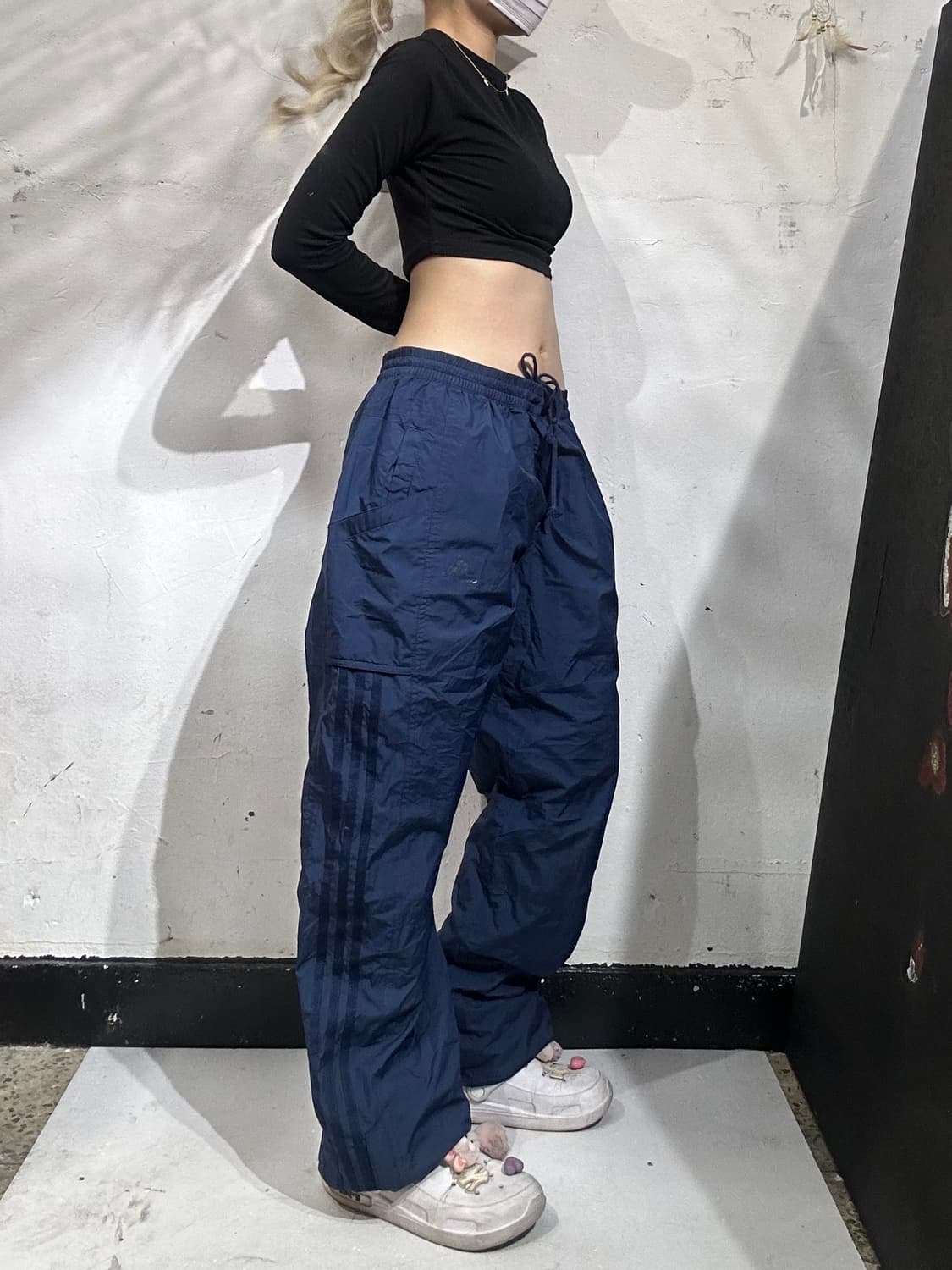 아디다스 와이드 네이비 삼선 트랙 팬츠 XL 상품이미지1