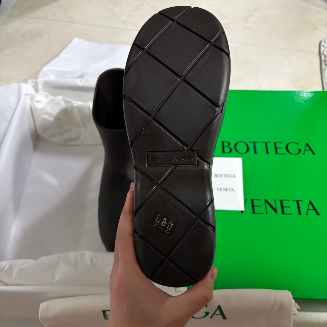 새상품(280)보테가베네타 폰덴테 퍼들 앵클 부츠 브라운 상품이미지8