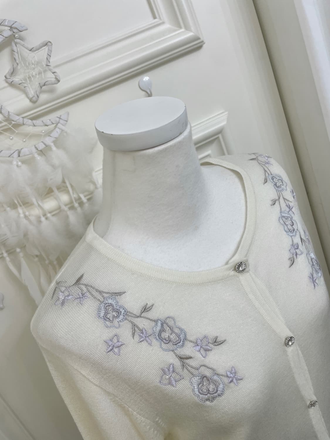 ivory pastel flower embroidery beautiful 상품이미지8